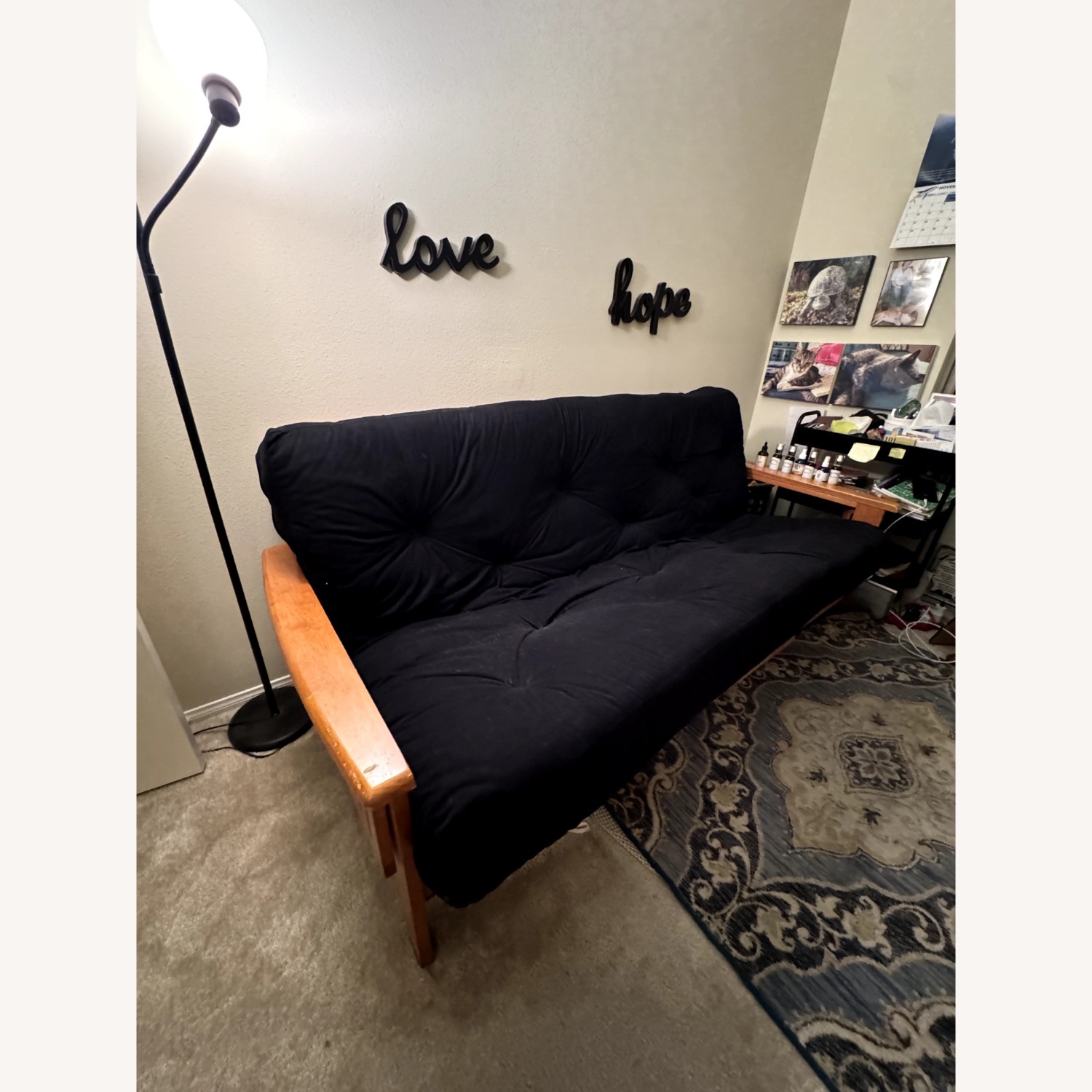 Black Fabric Sleeper Sofa - image-1