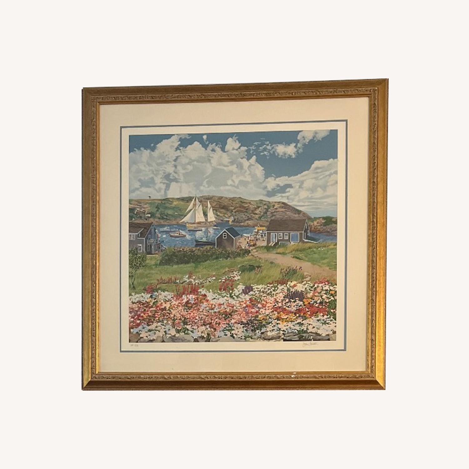 John Atwater Framed Coastal Village Art  - image-0