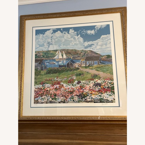 Used John Atwater Framed Coastal Village Art for sale on AptDeco