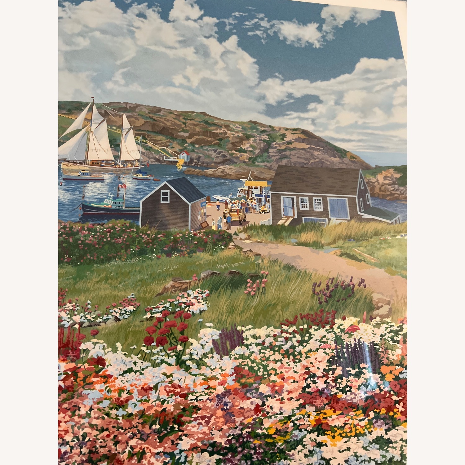 John Atwater Framed Coastal Village Art  - image-3