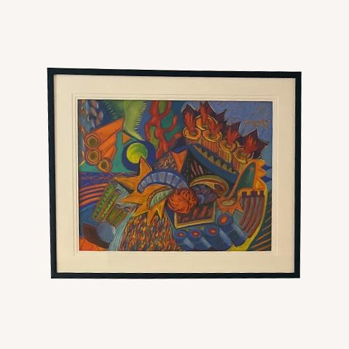 Used Vintage Abstract Oil Painting Print for sale on AptDeco