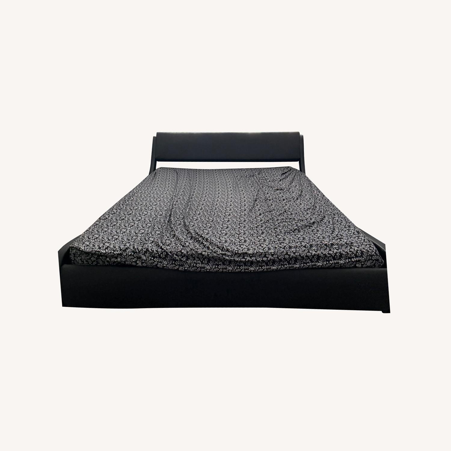 Black Faux Leather Queen Bed - image-0