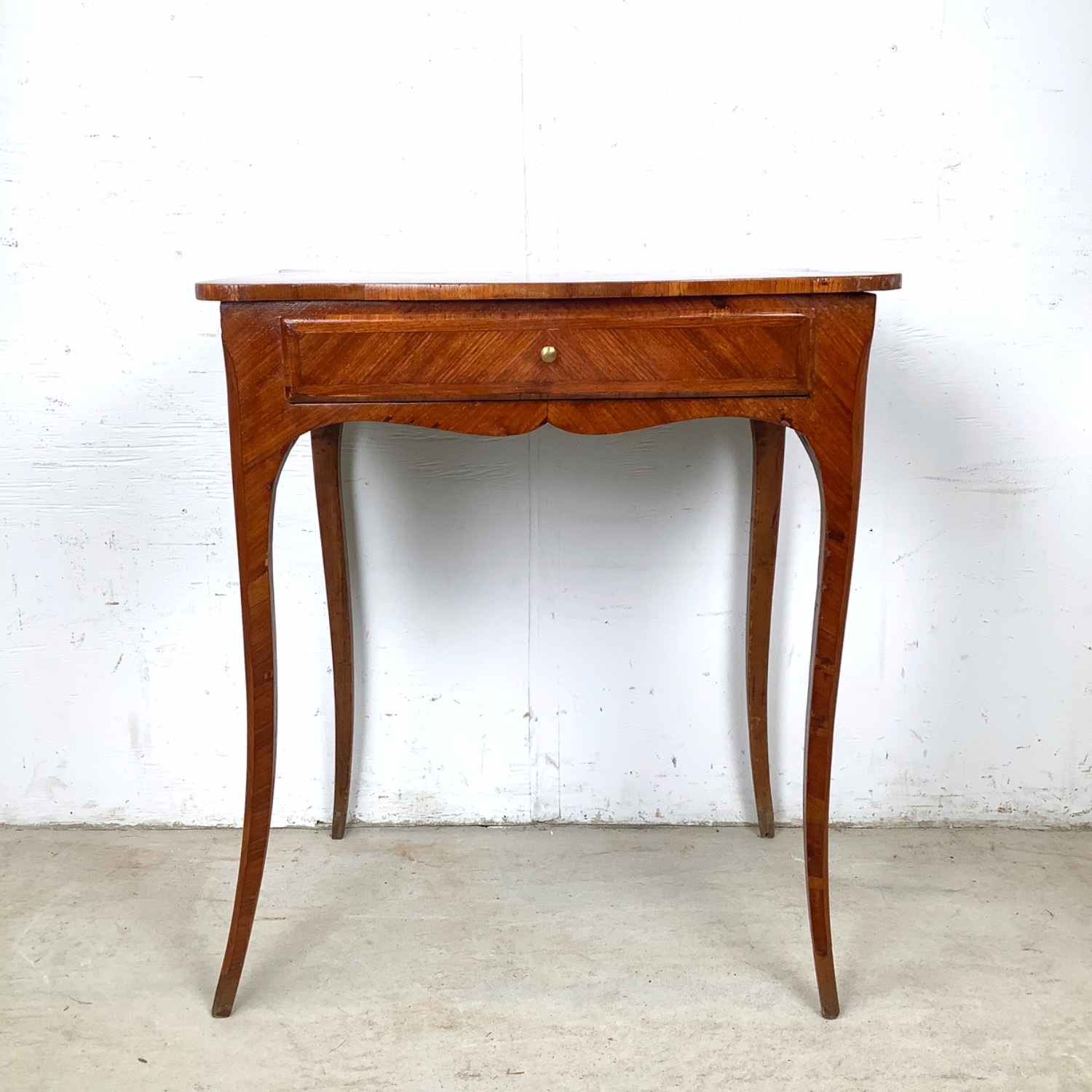French Louis XV Revival Side Table With Drawer - image-21