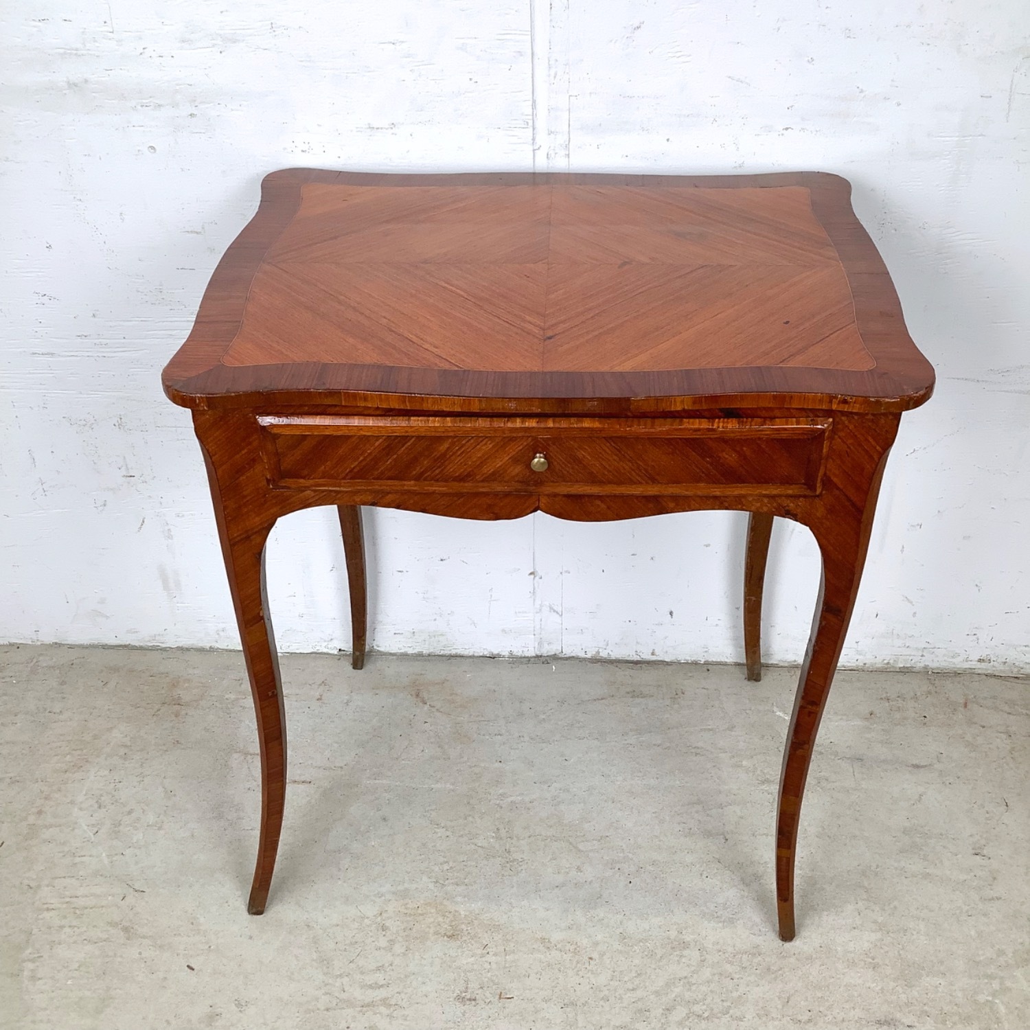 French Louis XV Revival Side Table With Drawer - image-2