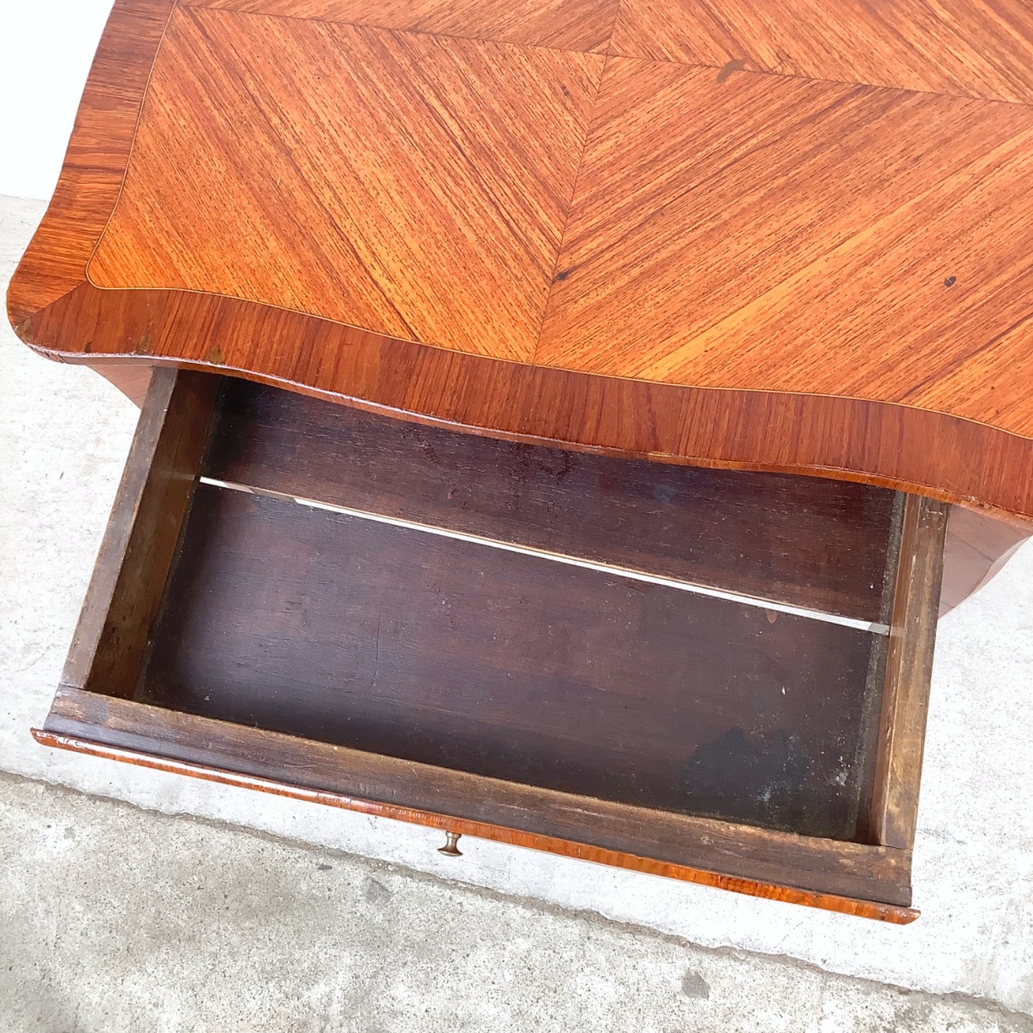 French Louis XV Revival Side Table With Drawer - image-12