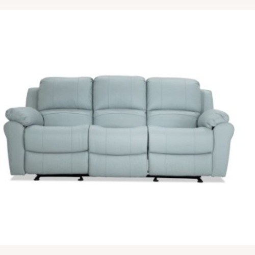 Used  Light Teal Reclining Sofa 85”  for sale on AptDeco