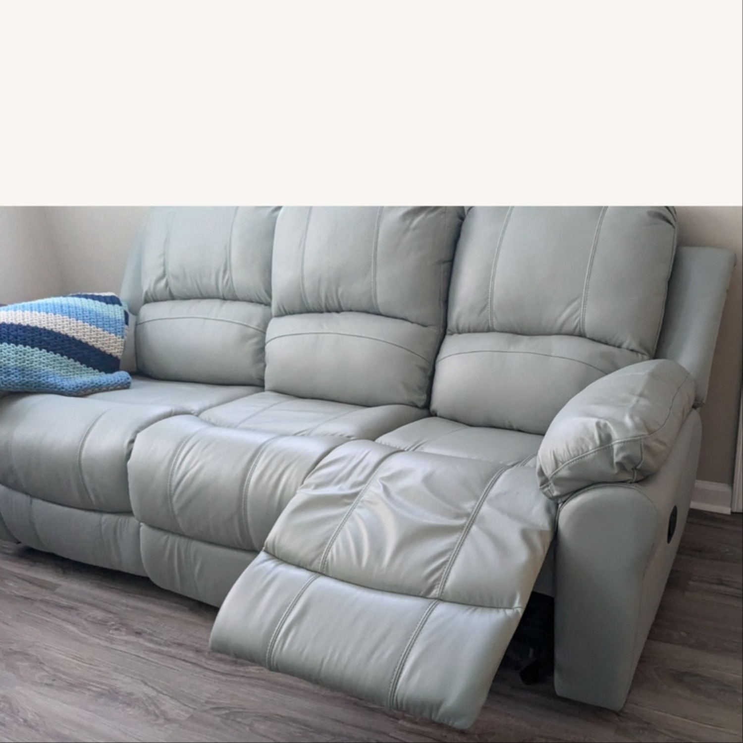 Light Teal Reclining Sofa 85”  - image-4