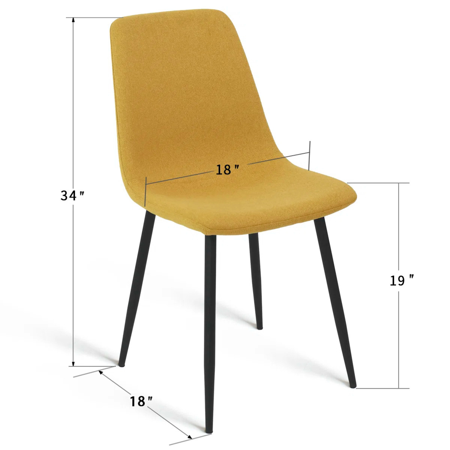 Mercury Row Yellow Fabric Dining Chairs - image-1