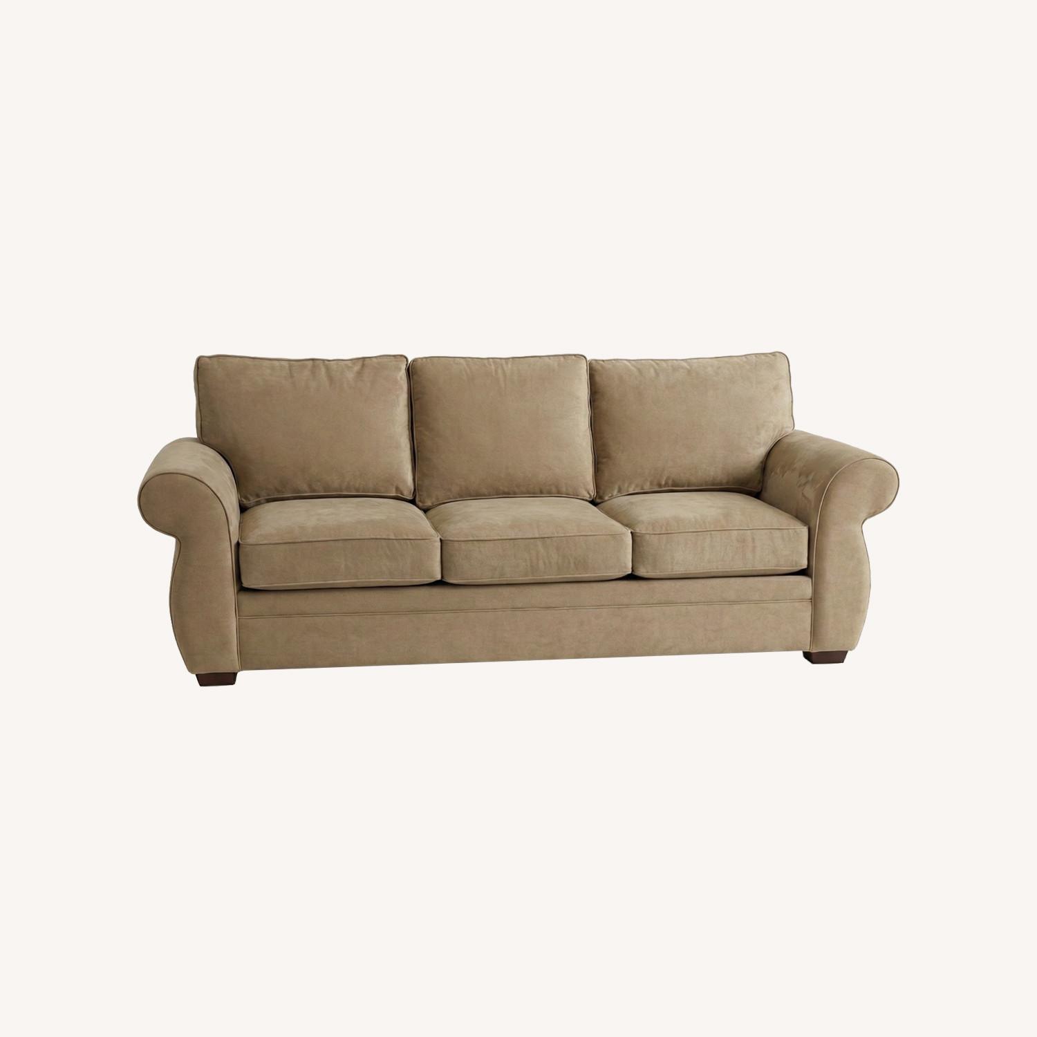 Pottery Barn Light Brown Suede 3+ Seater Sofa - image-0