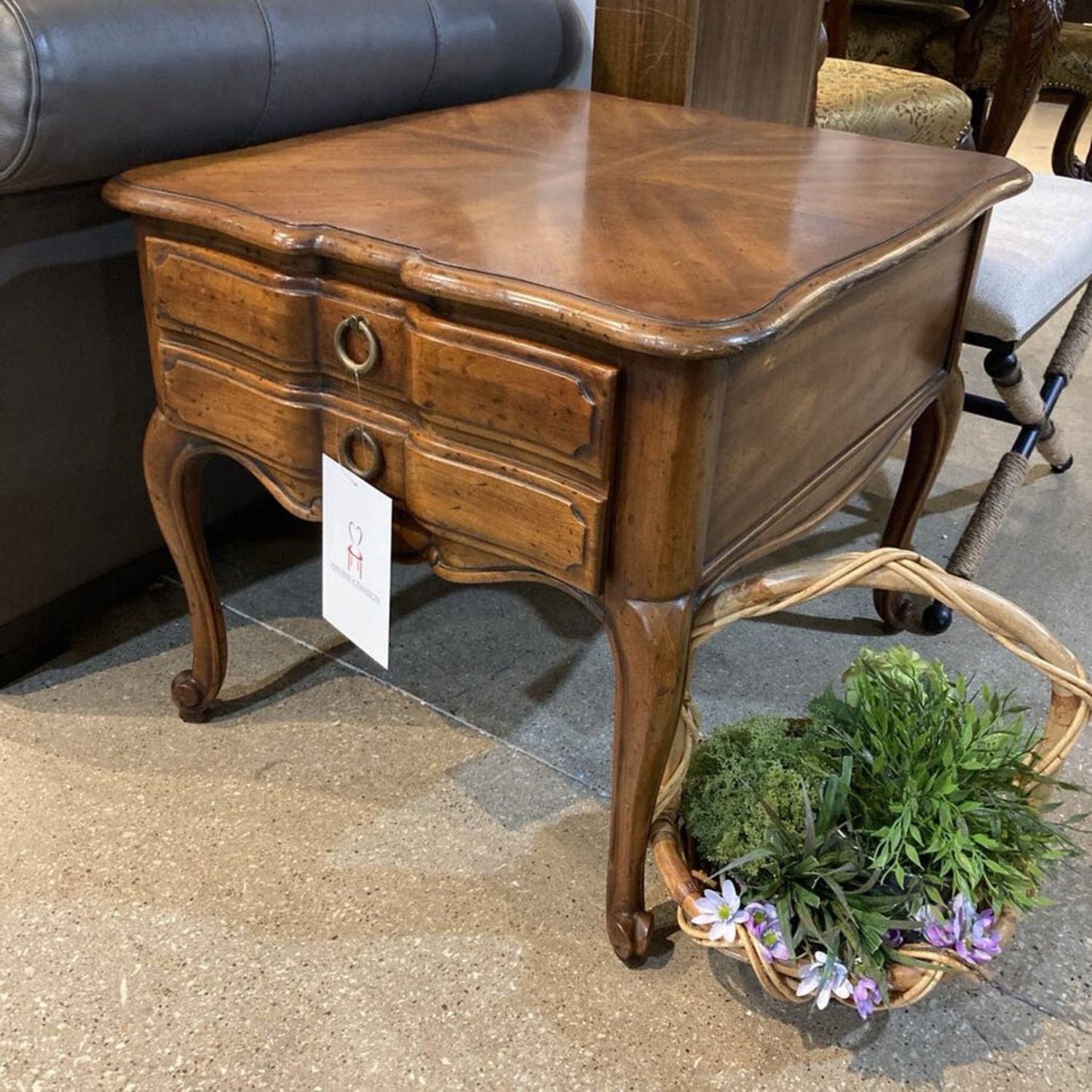 French Provincial Single Drawer Side Table - image-2