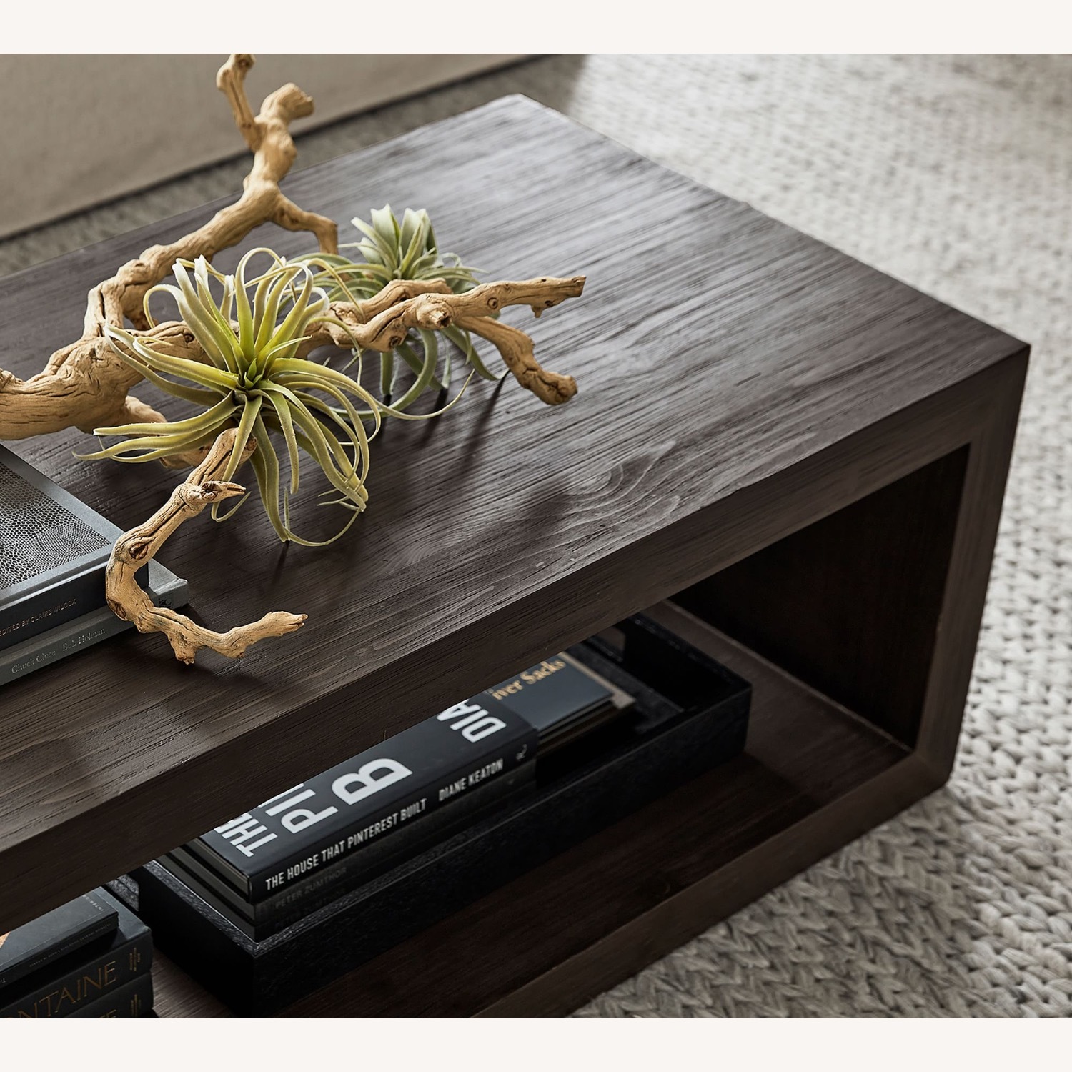 Pottery Barn Folsom Black Wood Coffee Table 58” - image-5