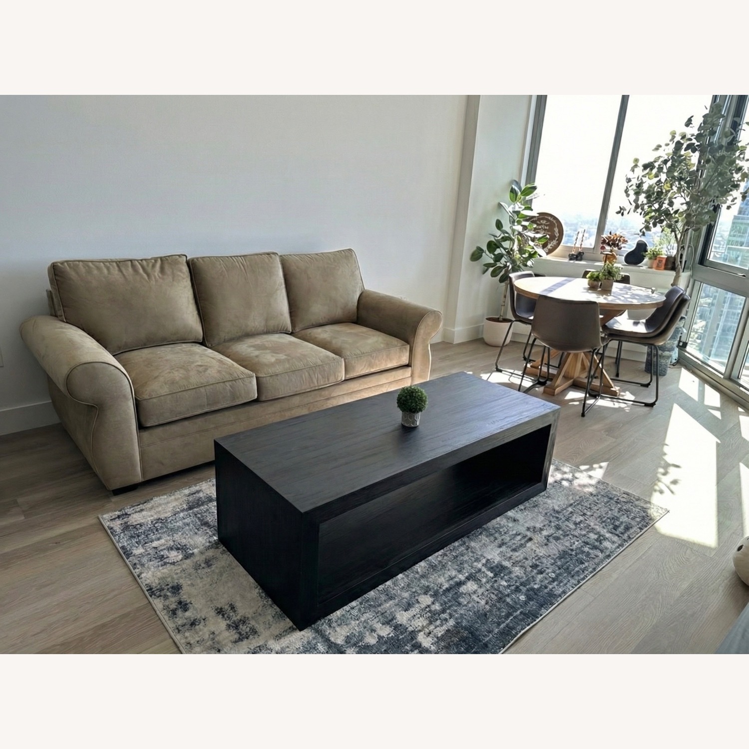 Pottery Barn Folsom Black Wood Coffee Table 58” - image-7