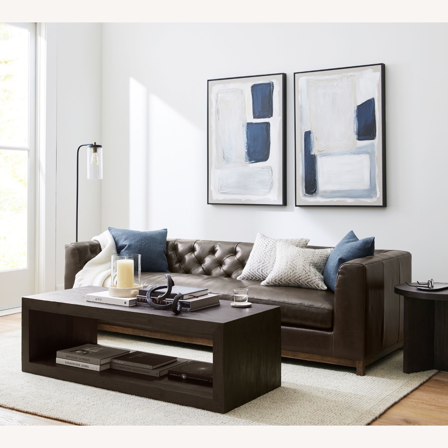 Pottery Barn Folsom Black Wood Coffee Table 58” - image-6