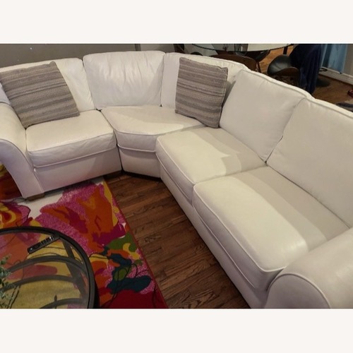 Used White Leather 3+ Piece Sectional for sale on AptDeco