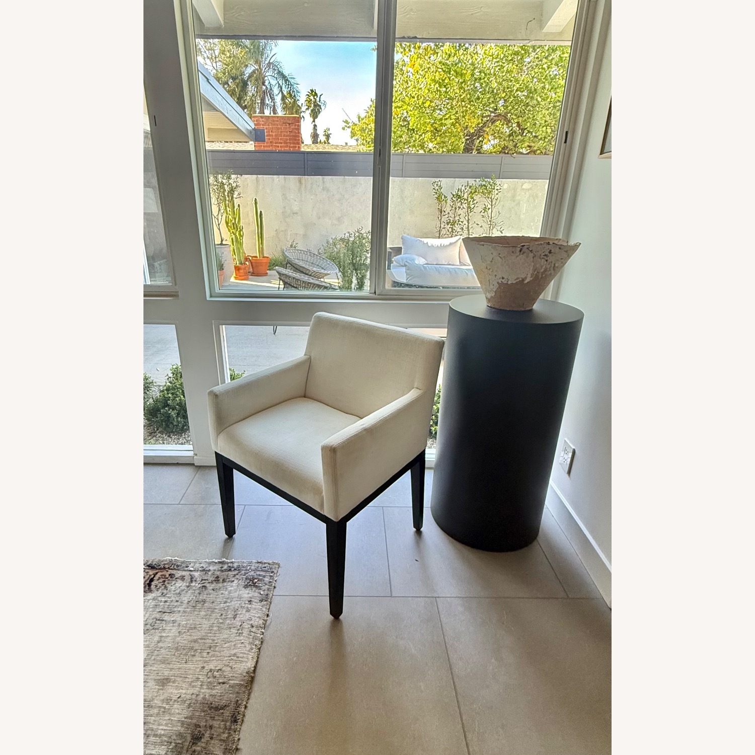 Restoration Hardware White Fabric Dining Chair - image-3