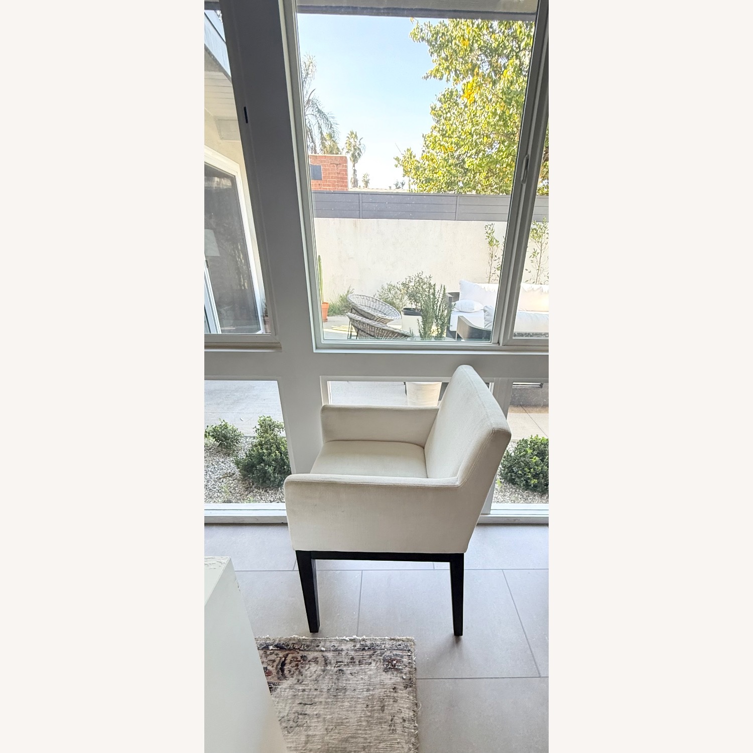 Restoration Hardware White Fabric Dining Chair - image-2
