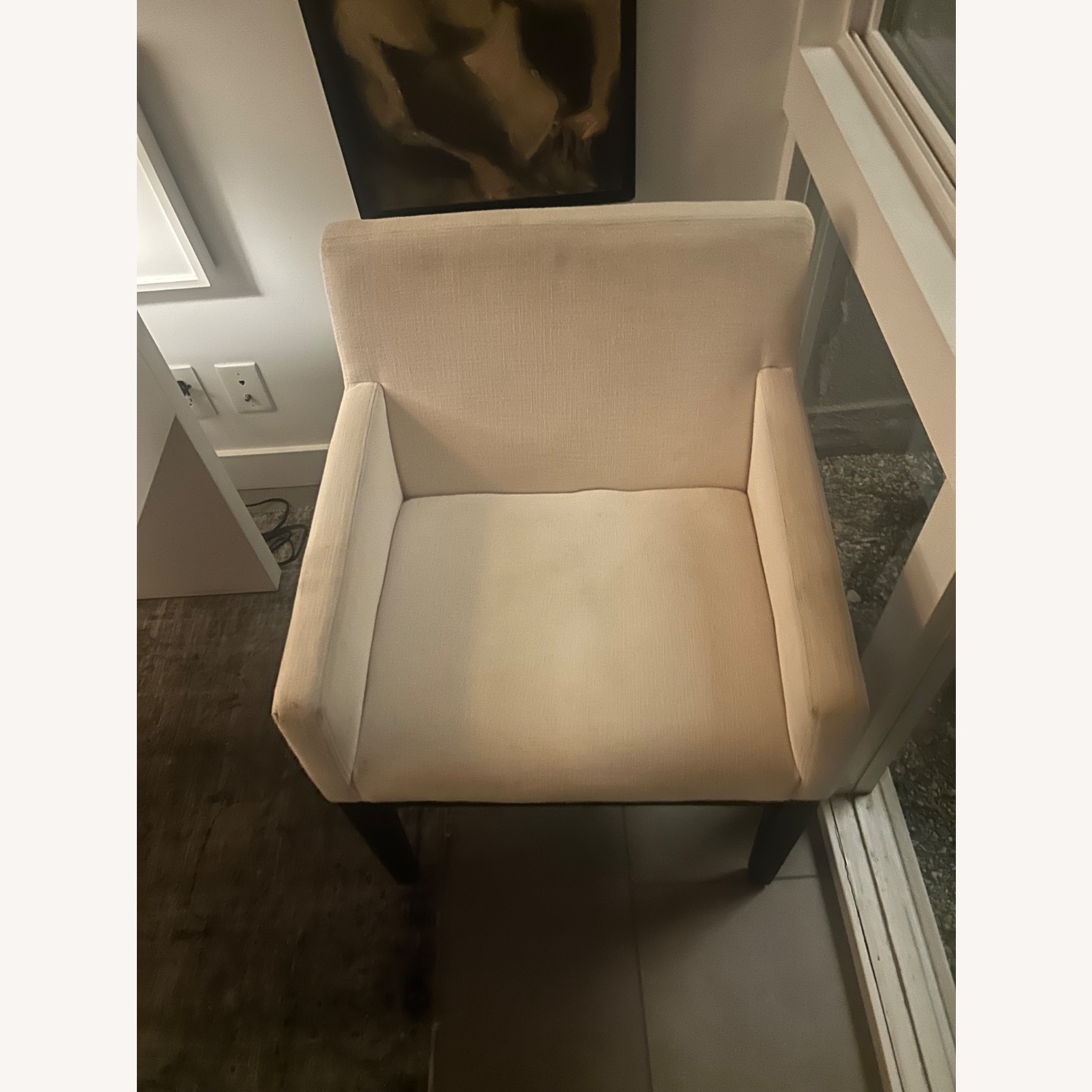 Restoration Hardware White Fabric Dining Chair - image-1