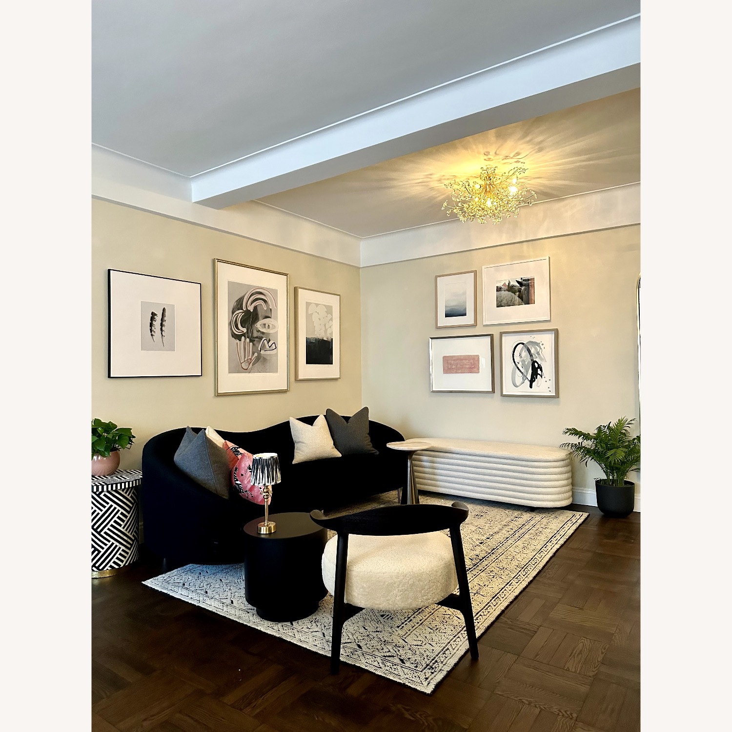 CB2 Curvo Black Fabric 3+ Seater Sofa - image-1