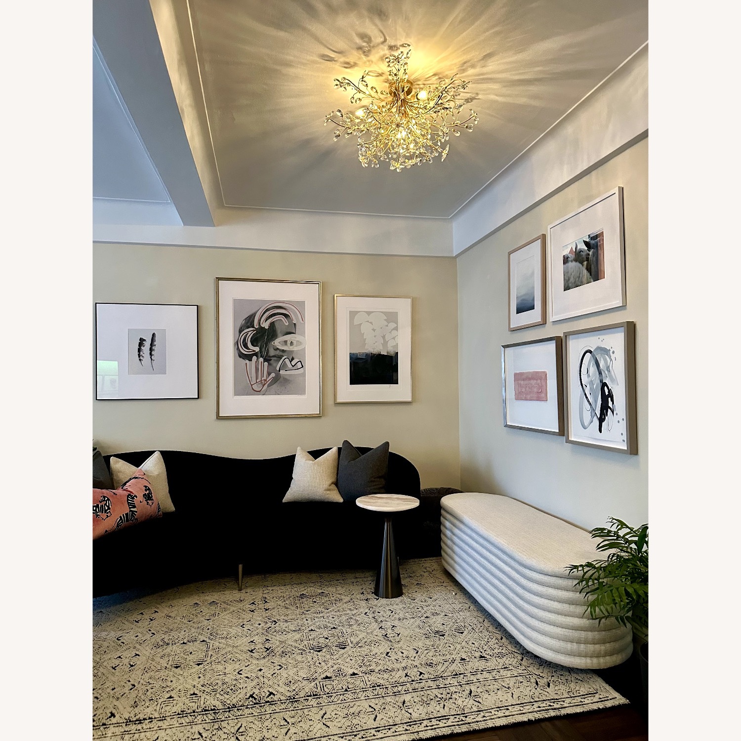 CB2 Curvo Black Fabric 3+ Seater Sofa - image-2