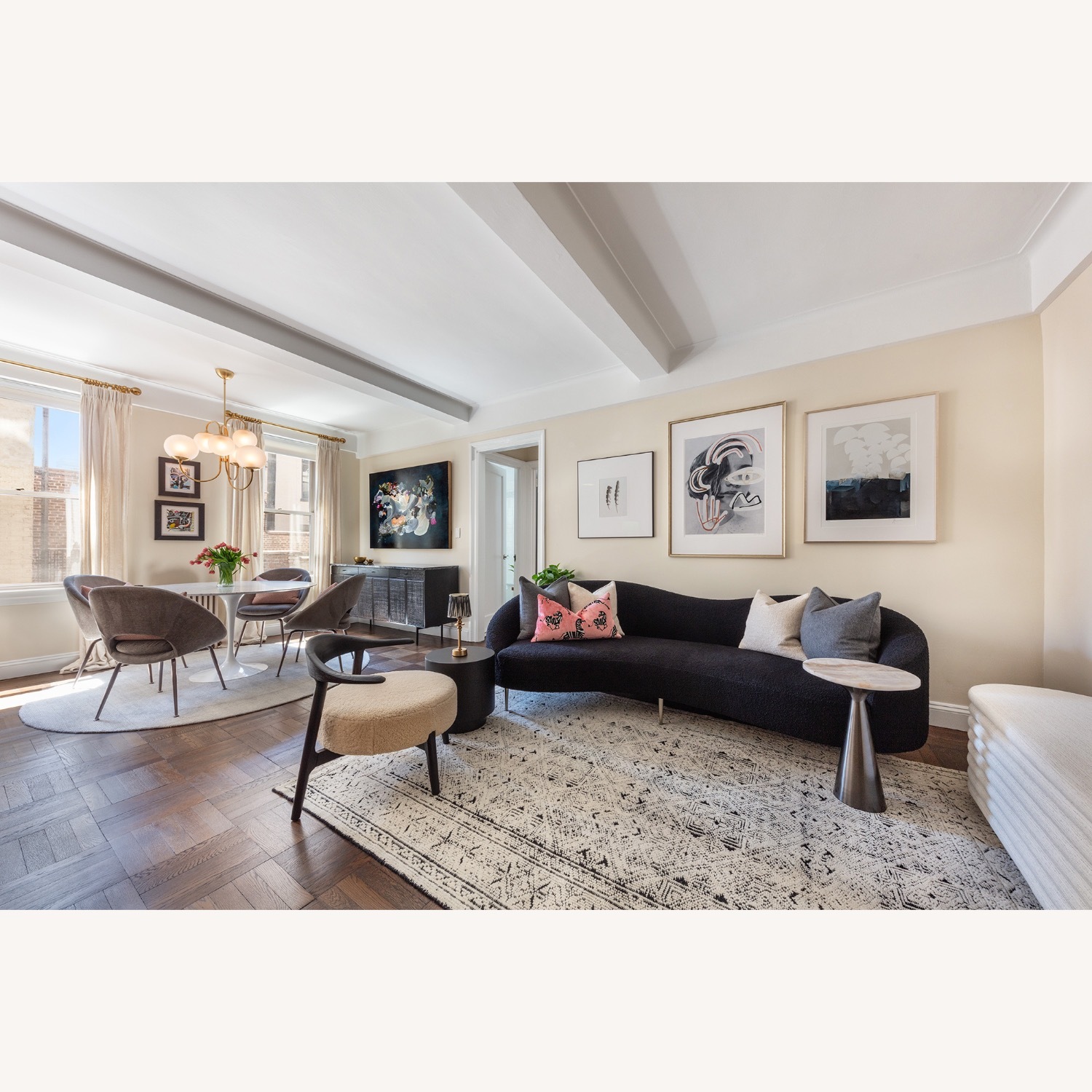 CB2 Curvo Black Fabric 3+ Seater Sofa - image-5