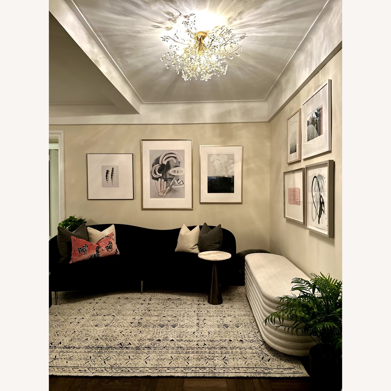 CB2 Curvo Black Fabric 3+ Seater Sofa - image-3