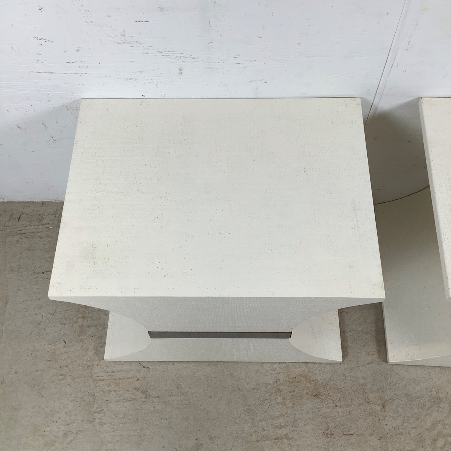 Pair of Sculptural Grasscloth Hourglass Pedestals - image-3