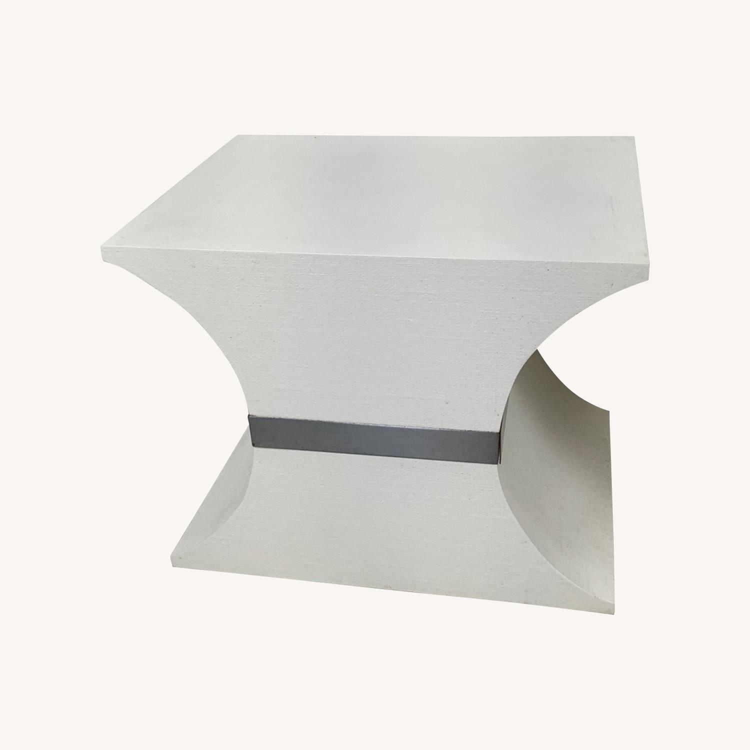 Pair of Sculptural Grasscloth Hourglass Pedestals - image-0