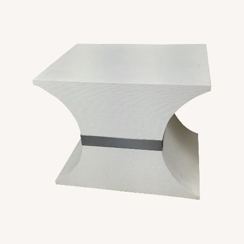 Used Pair of Sculptural Grasscloth Hourglass Pedestals for sale on AptDeco