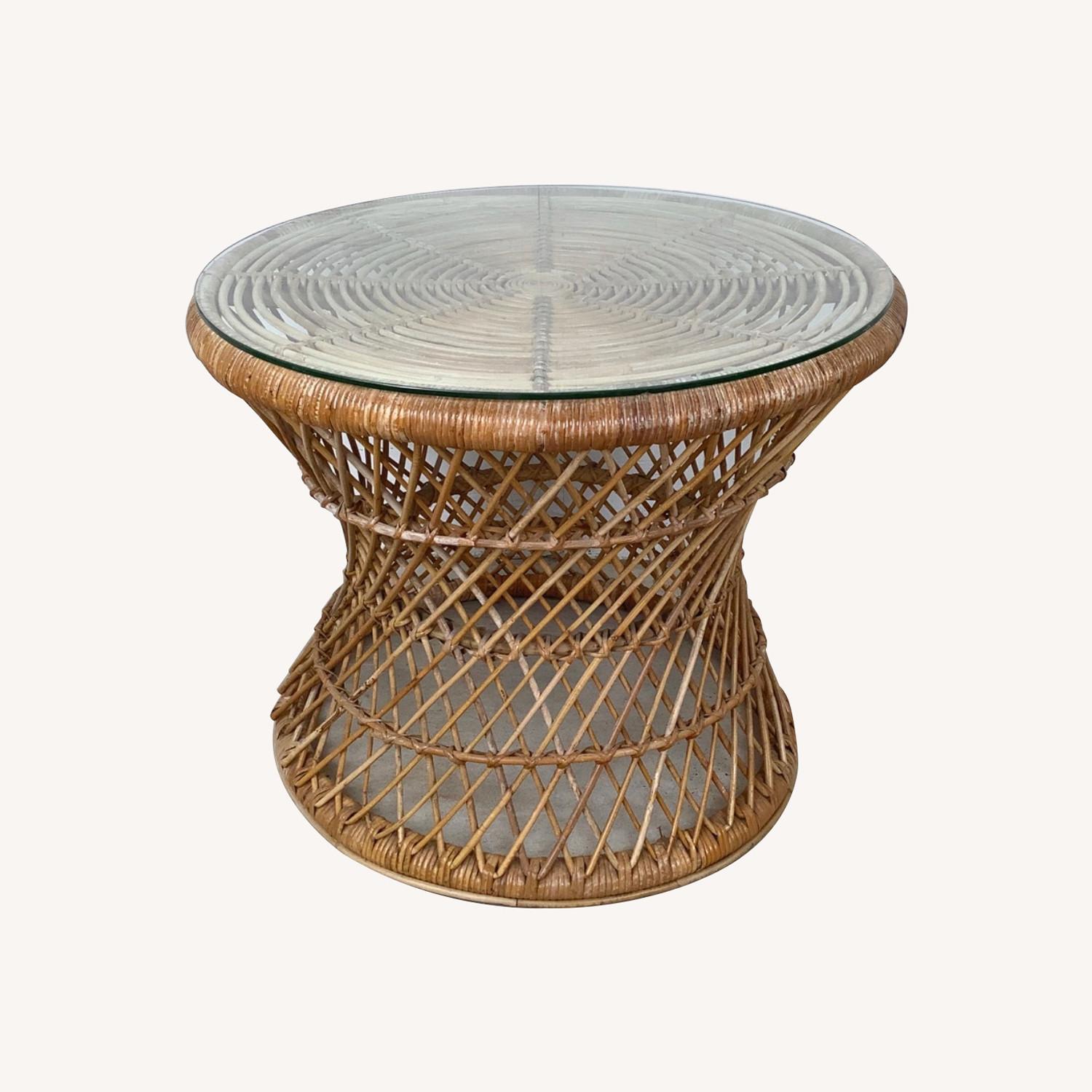 Boho Coastal Rattan Accent Table - image-0