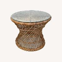 Boho Coastal Rattan Accent Table
