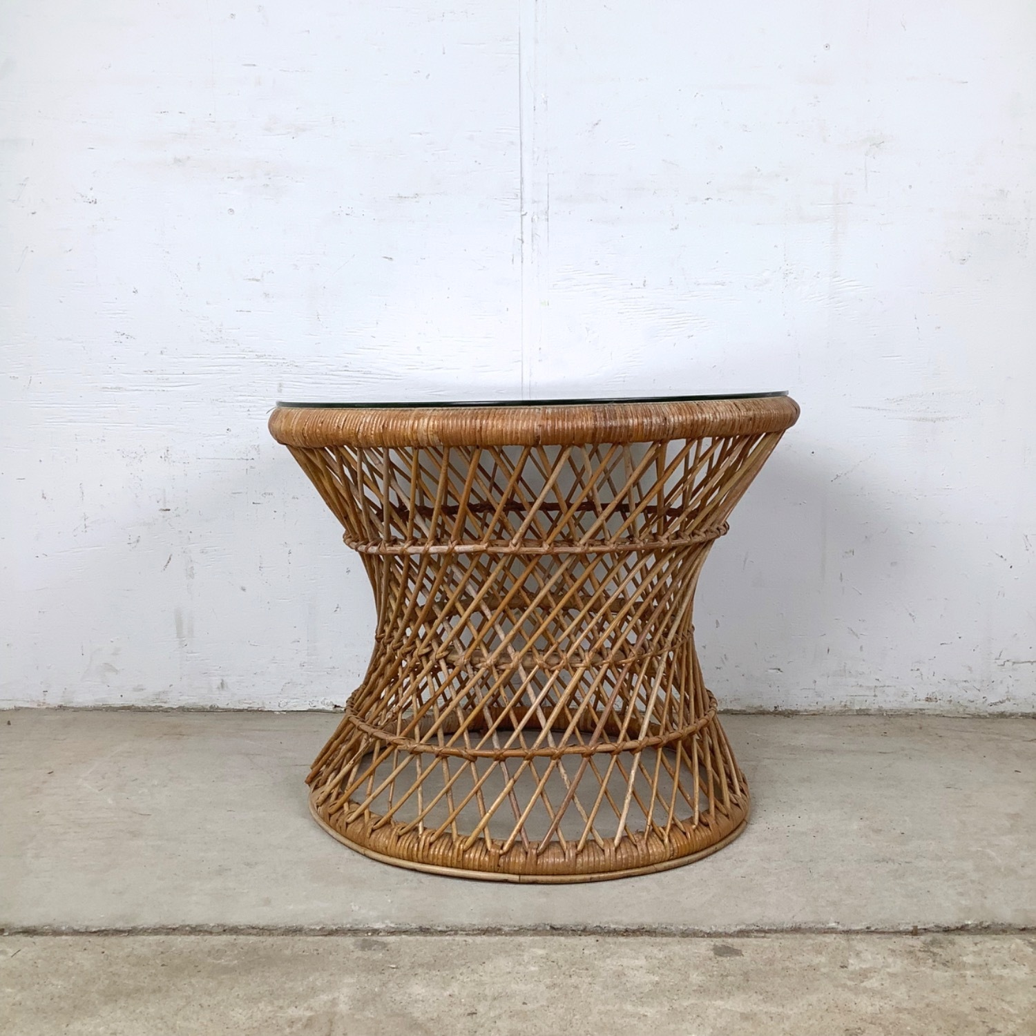 Boho Coastal Rattan Accent Table - image-1