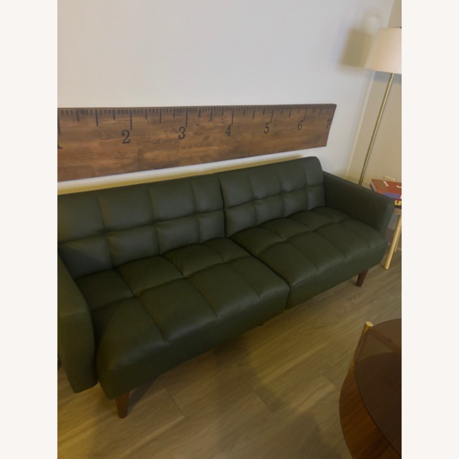 Leather Futon Sofa Bed Green  - image-2