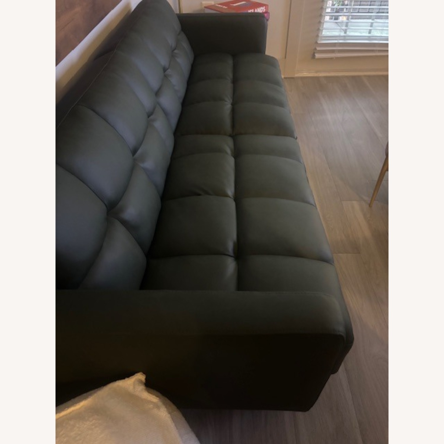 Leather Futon Sofa Bed Green  - image-5