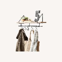 Pottery Barn Lucy Mango Wood Shelf With Hooks 