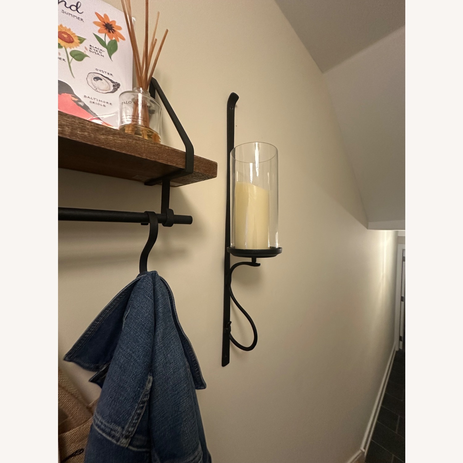 Pottery Barn Lucy Mango Wood Shelf With Hooks - image-4