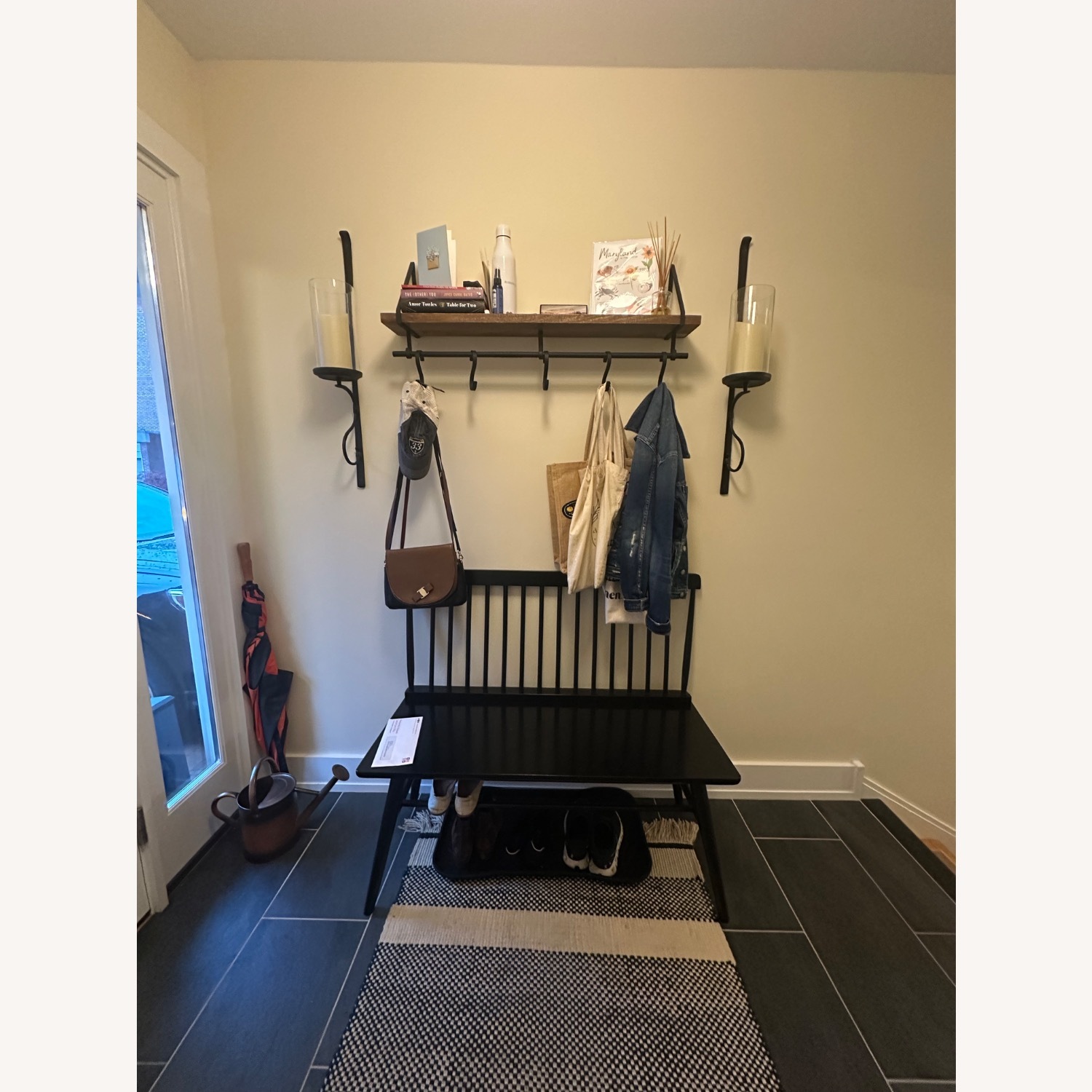 Pottery Barn Lucy Mango Wood Shelf With Hooks - image-3