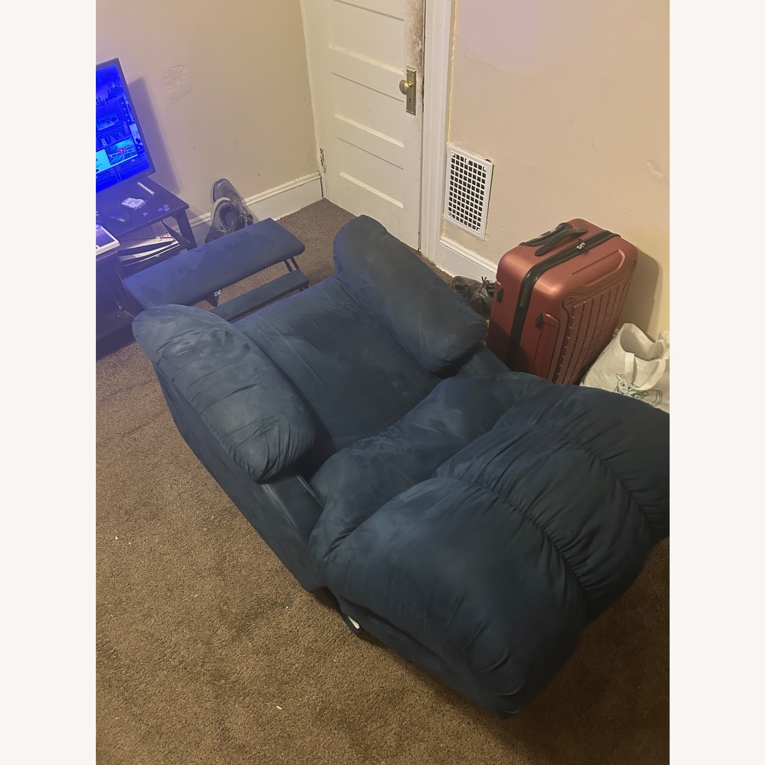 Ashley Furniture Blue Fabric Recliner - image-1