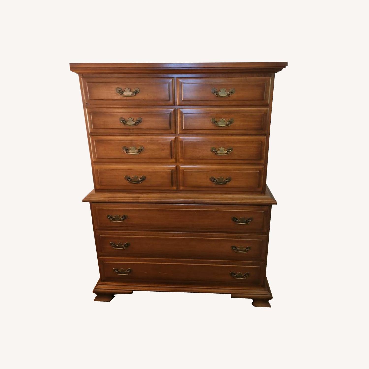 Vintage/Antique Winooski Dark Brown Wood Dresser - image-0