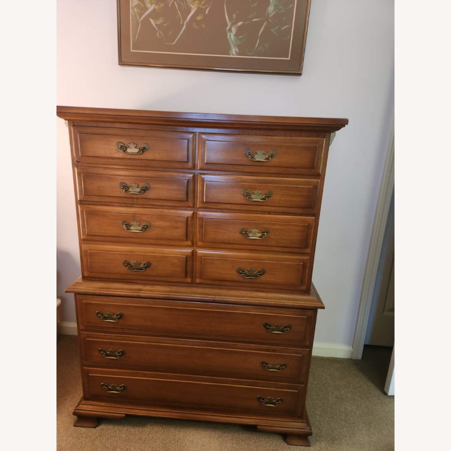 Vintage/Antique Winooski Dark Brown Wood Dresser - image-3