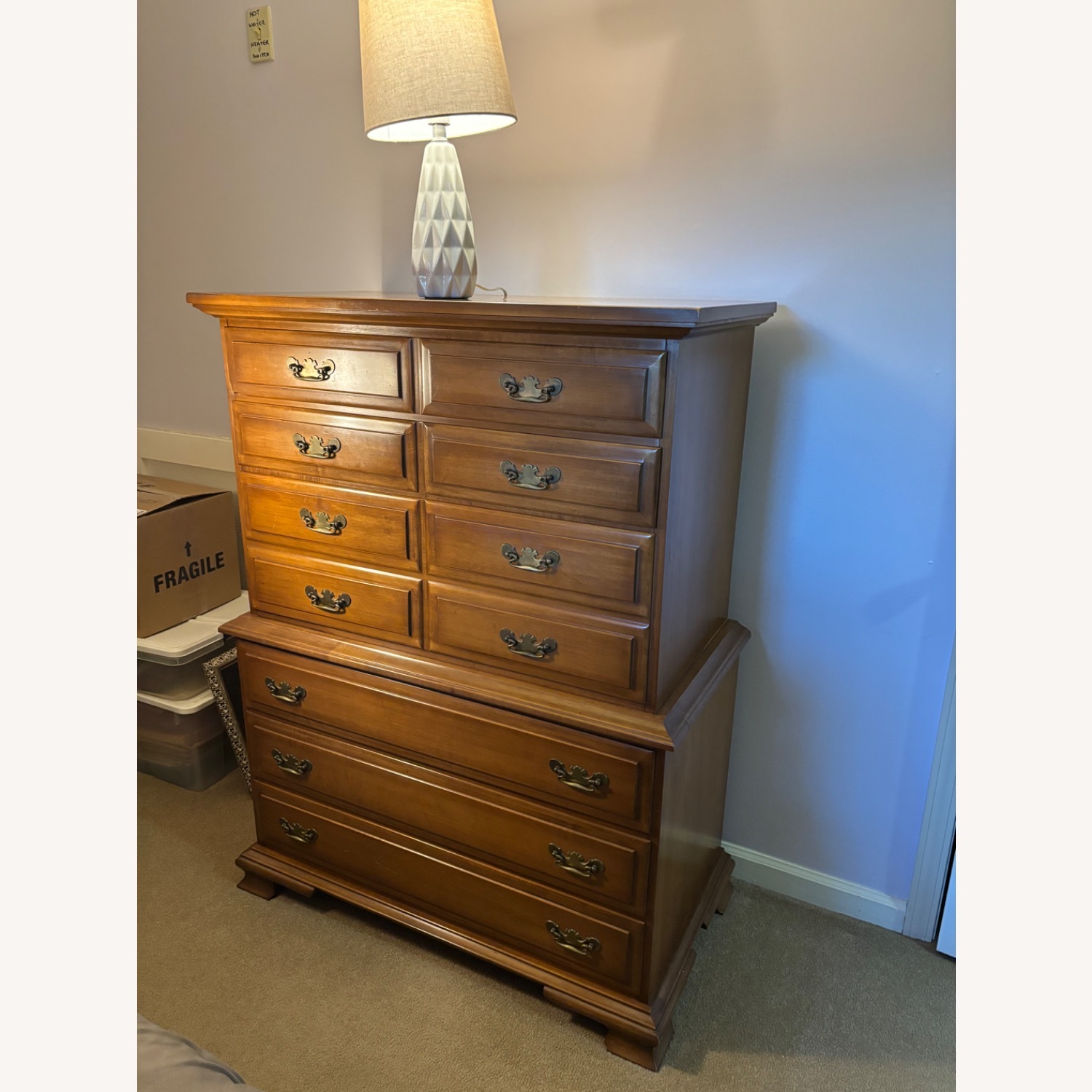 Vintage/Antique Winooski Dark Brown Wood Dresser - image-1