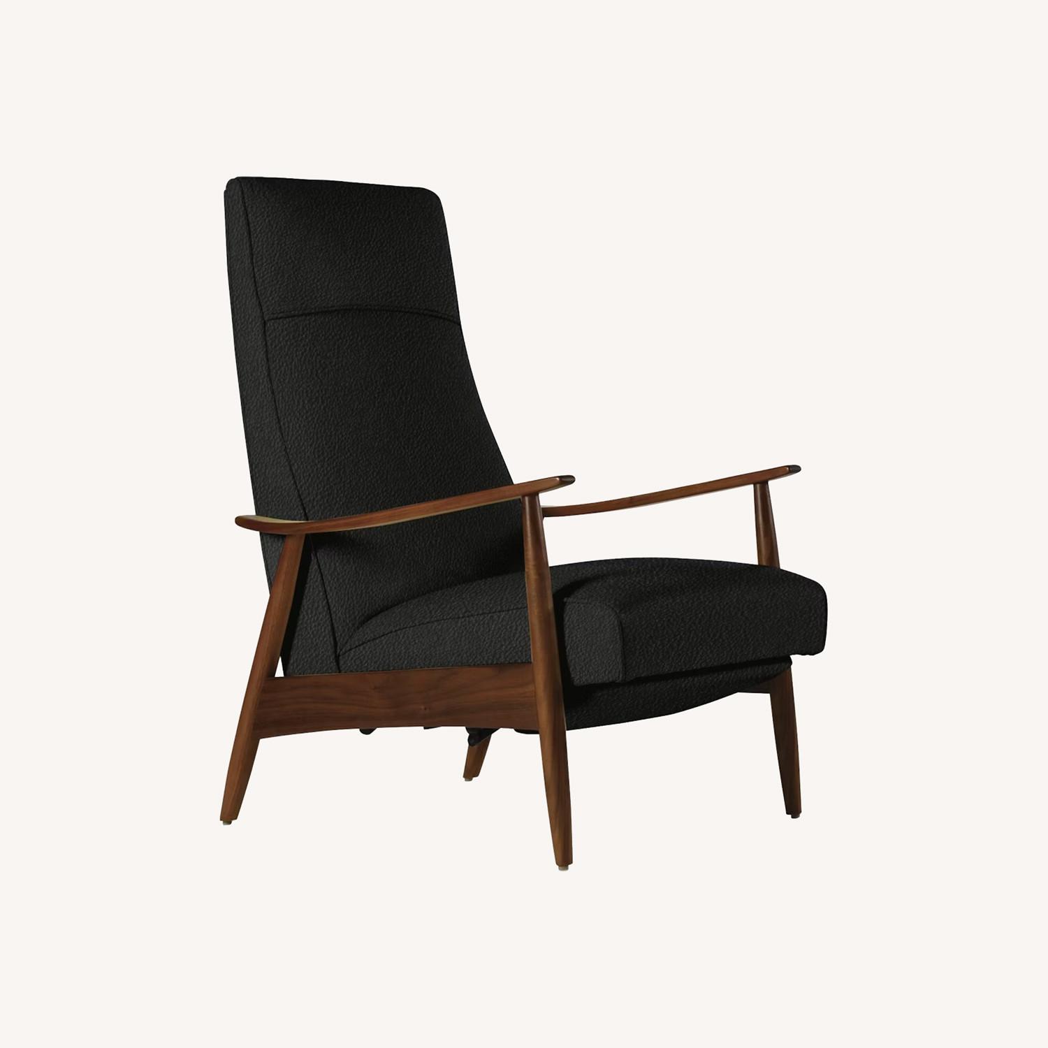 Milo Baughman Recliner 74 Black Leather Recliner - image-0