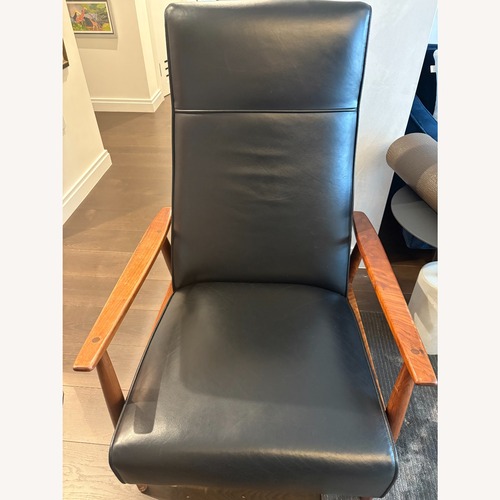 Used Milo Baughman Recliner 74 Black Leather Recliner for sale on AptDeco
