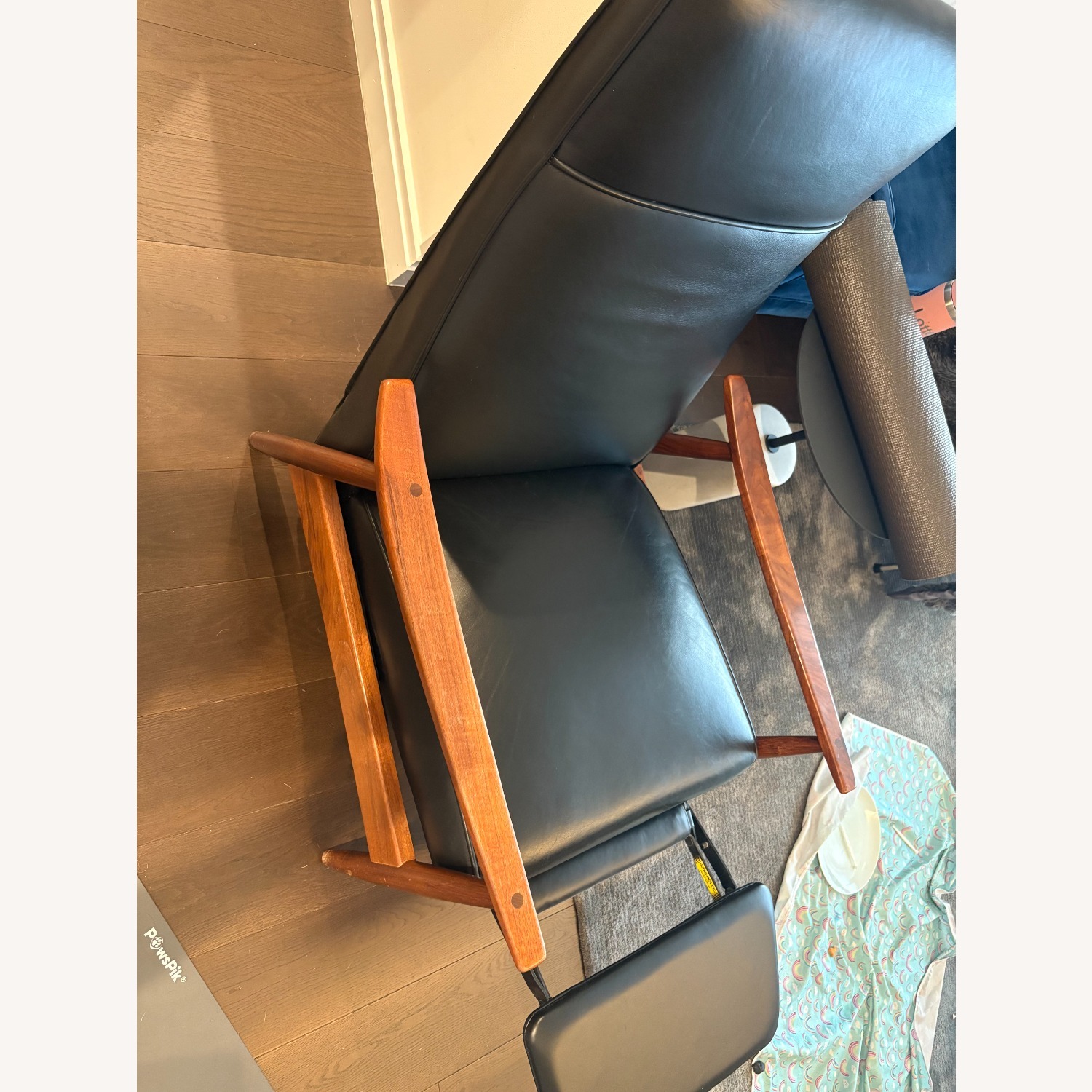 Milo Baughman Recliner 74 Black Leather Recliner - image-3