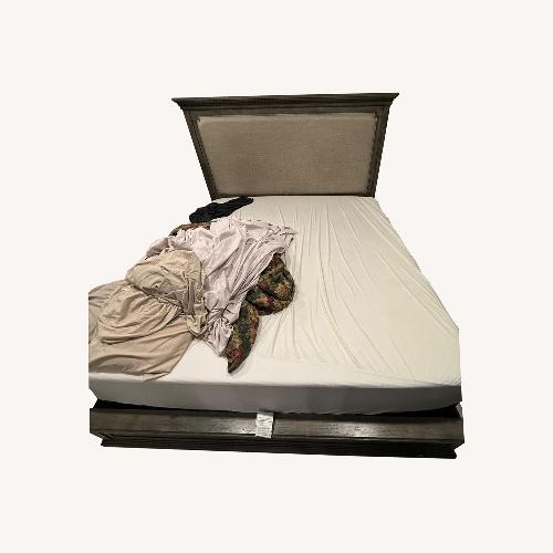 Used Light Gray Wood King Bed for sale on AptDeco