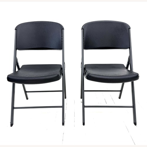 Used Lifetime Products Black Heavy Duty Folding Chairs for sale on AptDeco