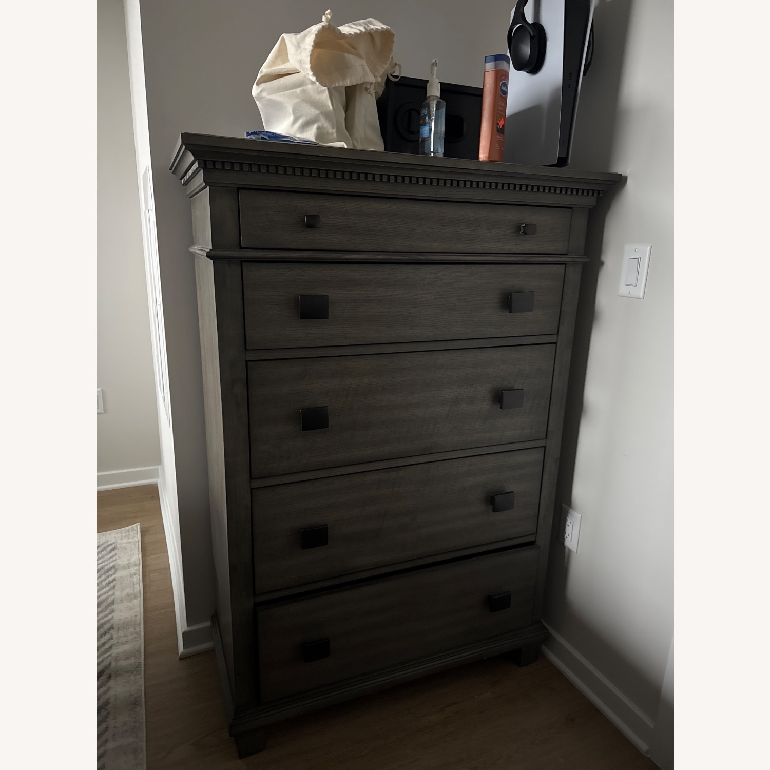 Light Gray Wood Dresser - image-2