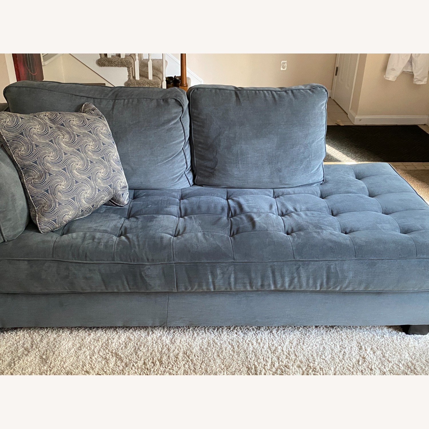 Ashley Furniture Blue Microsuede Chaise Lounge - image-2