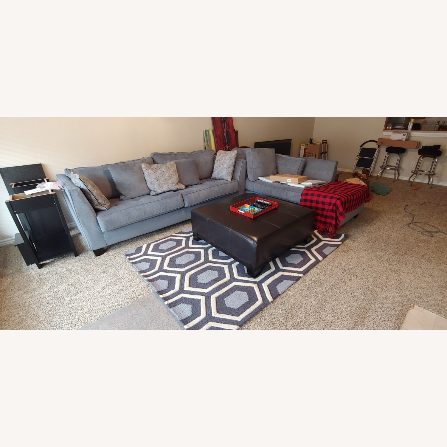 Ashley Furniture Blue Microsuede Chaise Lounge - image-4