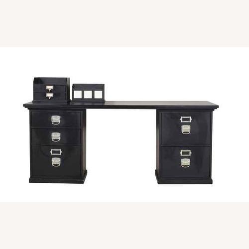 Used Pottery Barn Bedford Executive Black Wood Desk for sale on AptDeco
