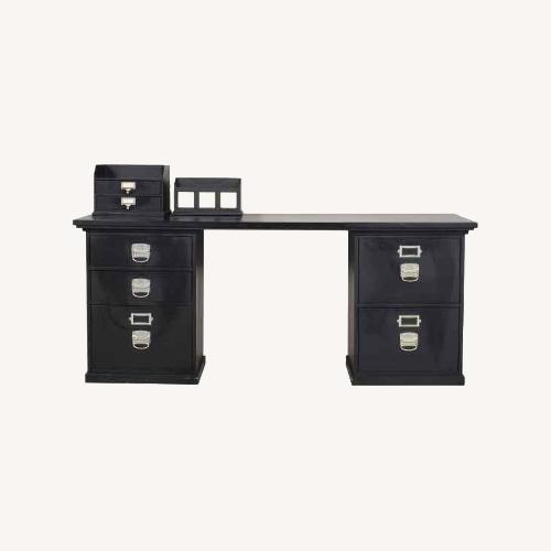 Used Pottery Barn Bedford Executive Black Wood Desk for sale on AptDeco